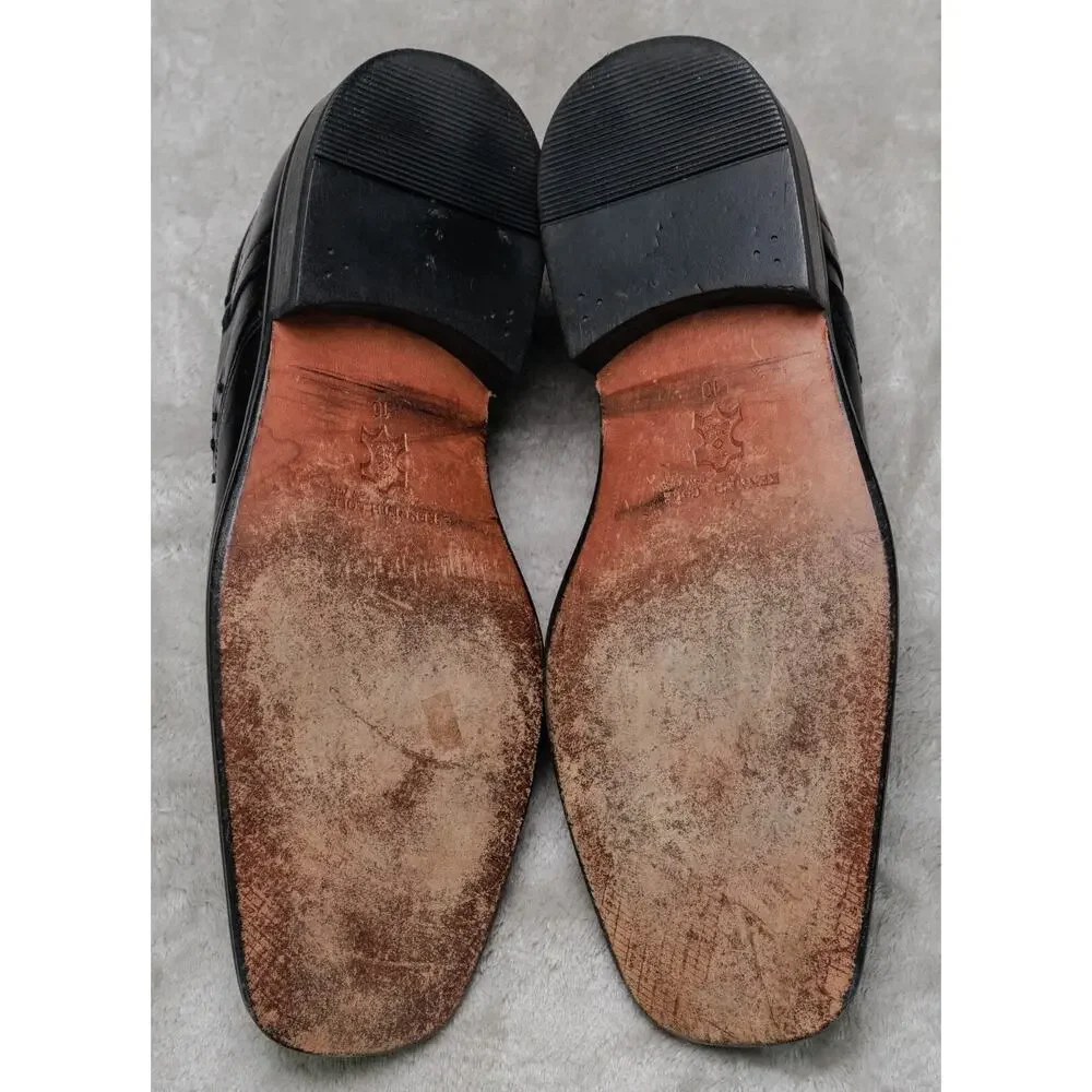 Kenneth Cole New York Black Leather Slip On Square Toe Loafers Mens Size 10